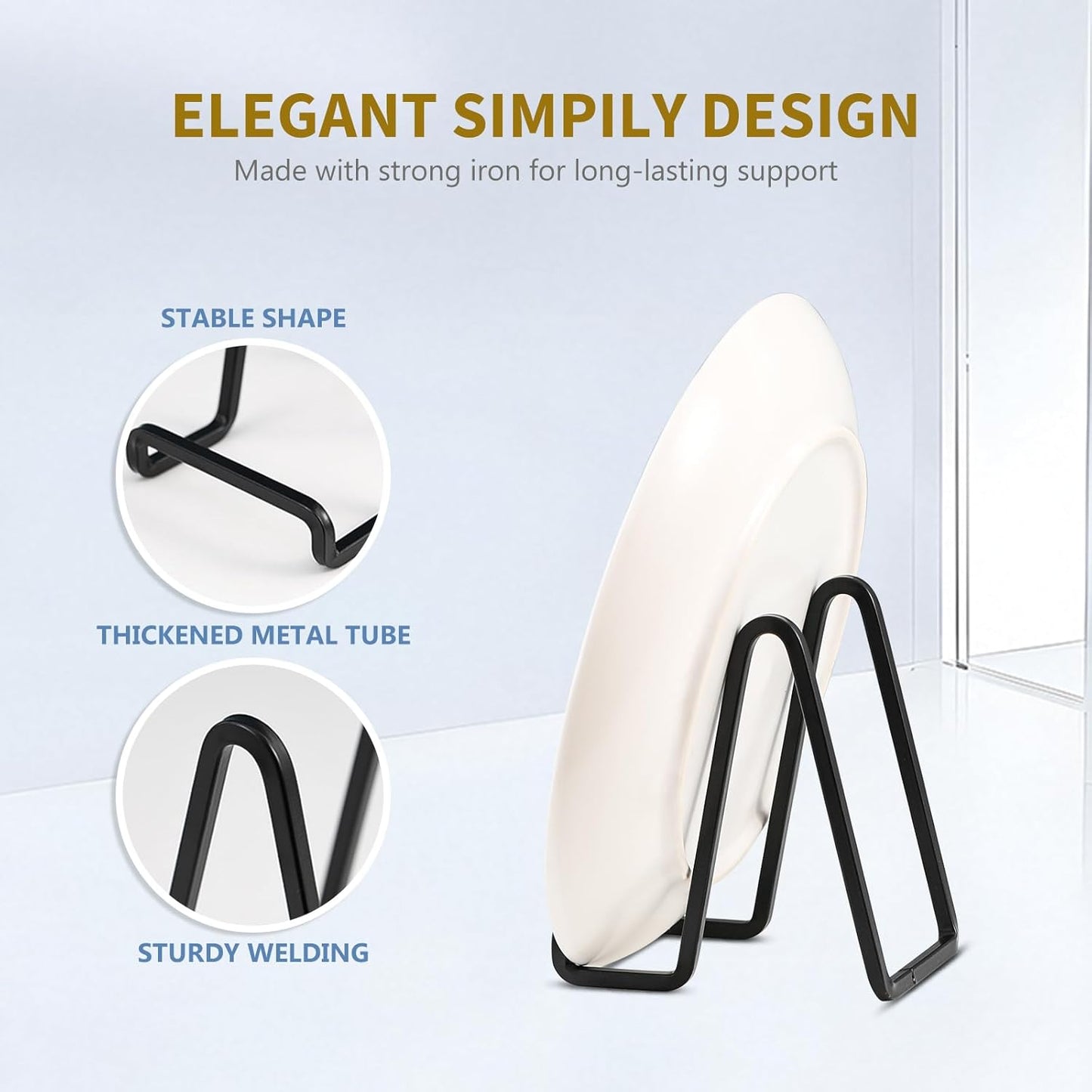 DIDUDIDU Plate Holder Easel Display Stand - Metal Plate Stands for Display - Tabletop Picture Stand - Black Iron Easels for Display Pictures | Photo Frames | Book | Decorative Plates | Plaque