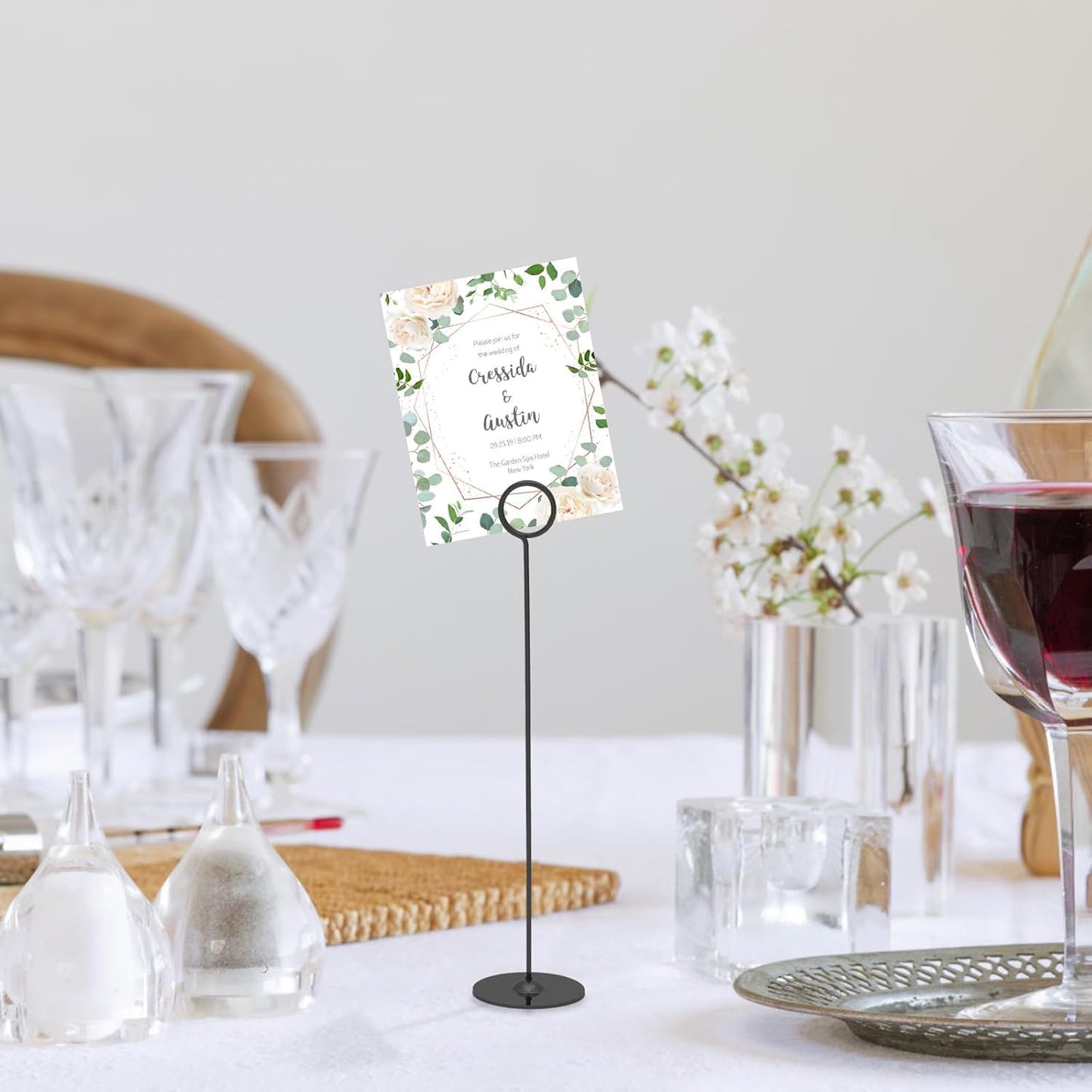 Urban Deco 36PK Table Number Holders Place Card Holders 12 Inch Table Card Holders Steel Card Holders for Photos, Food Signs, Memo Notes, Weddings, Restaurants, Birthdays (Black 36PK)