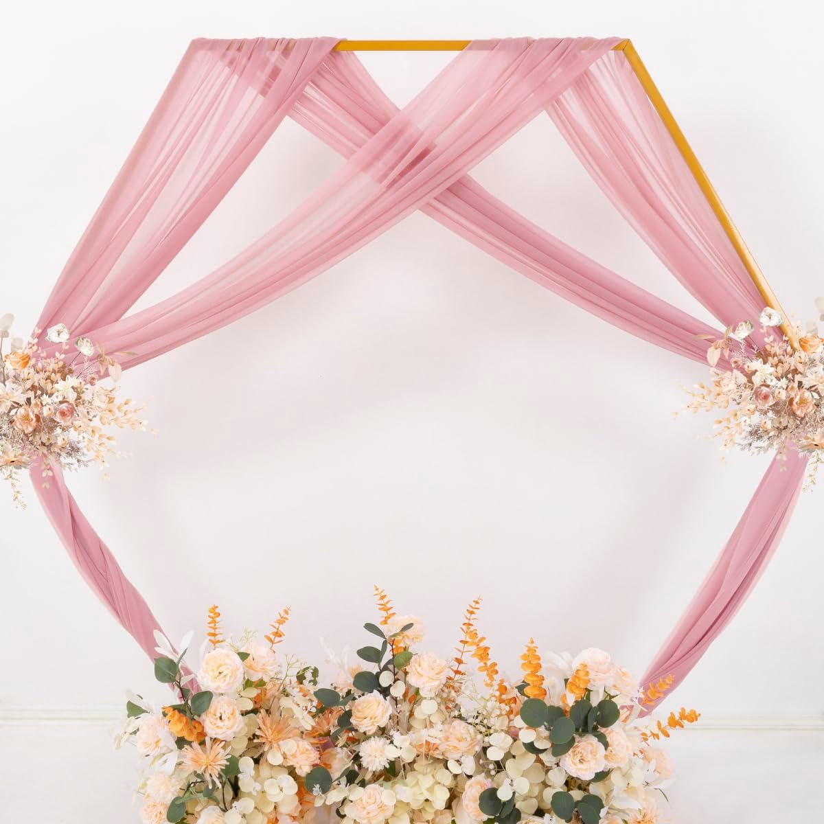 MLMC Dusty Rose Wedding Arch Draping Fabric 1 Panel 29" x 20 FT Extra Long Gauze Drapes Sheer Backdrop Curtains 6.6 Yards Airy Outdoor Drapery Panels for Wedding Bridal Shower Ceiling Decoration