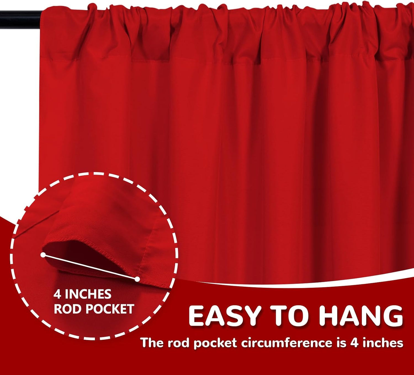 MEETSKY Red Backdrop Curtains for Party Valentine's Day Arch Stage Wedding Ceremony Red Curtains Fabric Photography Backdrop Drapes for BBirthday Party Baby Shower Christmas, 5ft x 7ft, 2 Panels