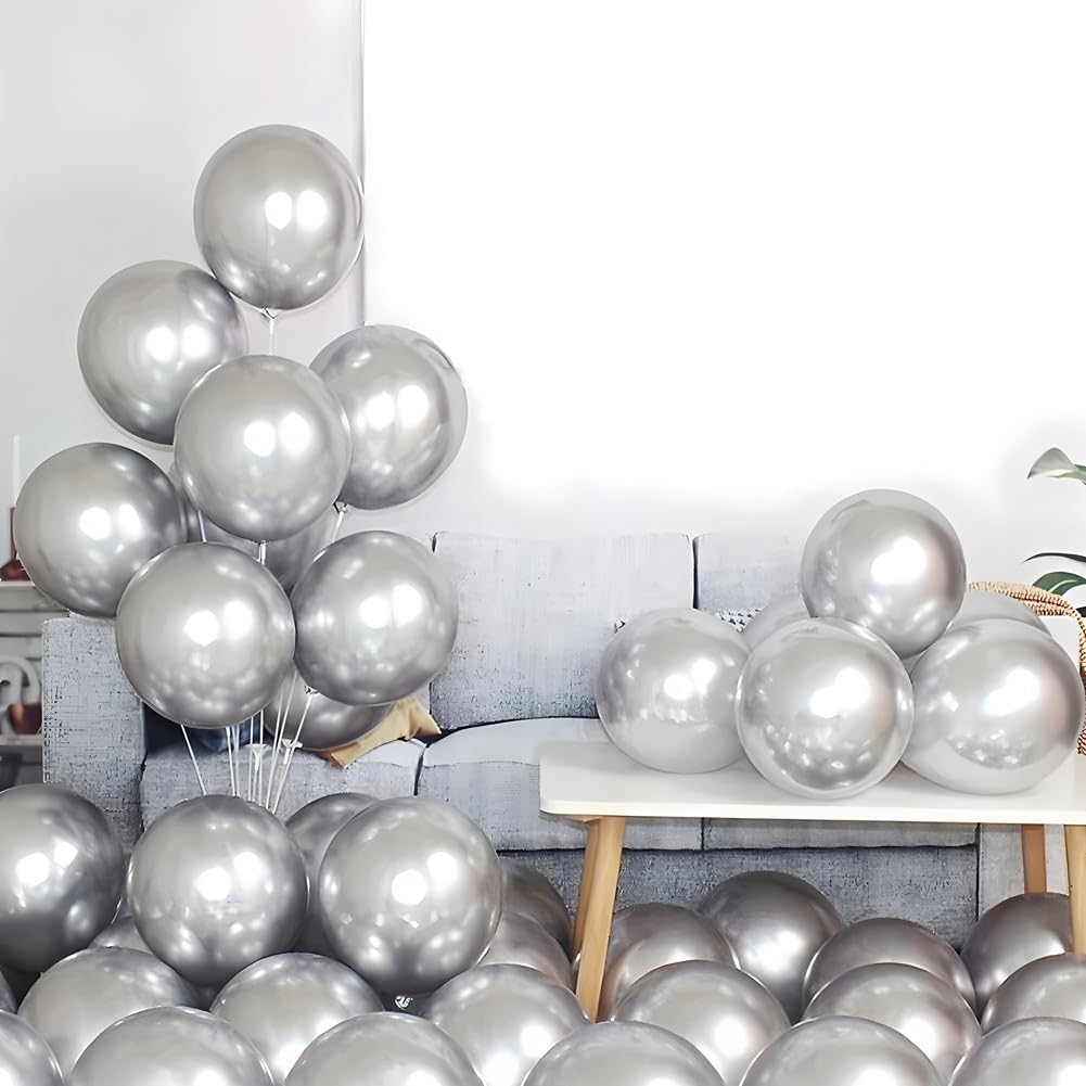 400 Pack Silver Balloons 5 Inch Metallic Chrome Silver Latex Small Balloon for Birthday Wedding Bridal Baby Shower Supplies Graduation Party Decorations