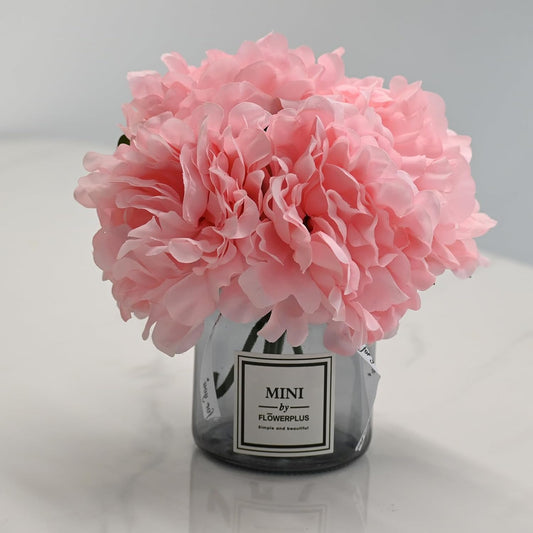 LADADA Artificial Peony and Glass vase Decoration, Used for Dining Table, Kitchen Decoration(Light Purple)