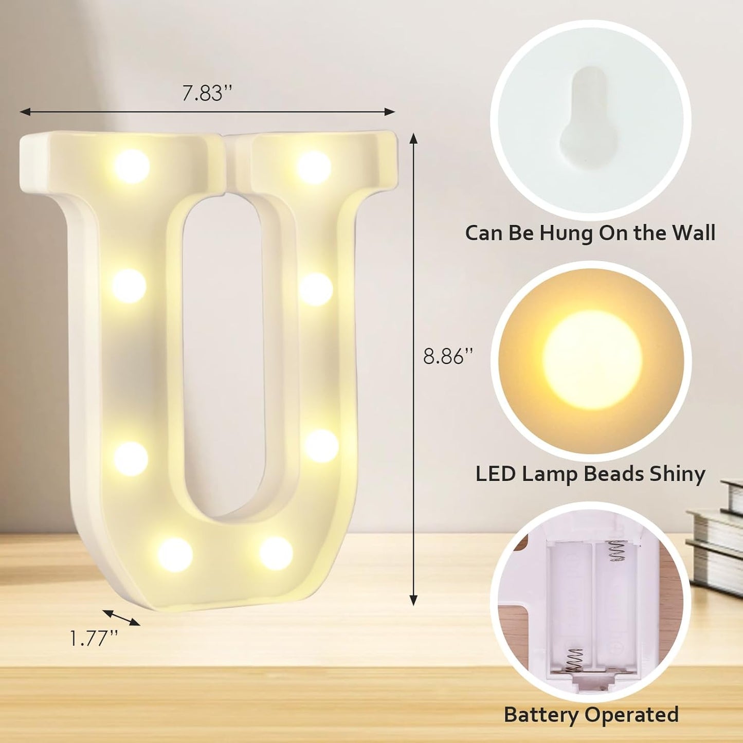 LED Marquee Letter, Light Up Letters, Decorative Led Numbers Lights, Battery Powered Light Letters I Love U Sign Lights for Wedding Proposal Decor-Warm White