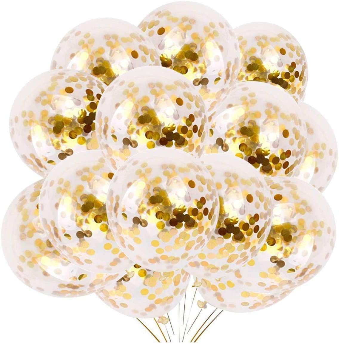50pcs Gold Confetti Latex Balloons, 12 inch Gold Balloons with Golden Paper Dots for Graduation Wedding Birthday Baby Shower Party Decorations