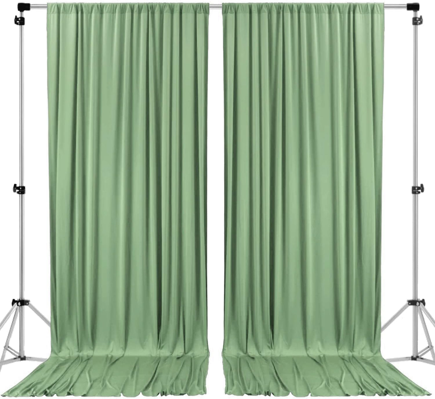 AK TRADING CO. 10 feet Wide x 12 feet Long IFR Polyester Backdrop Drapes Curtains Panels with Rod Pockets - Wedding Ceremony Party Home Window Decorations - SAGE Green
