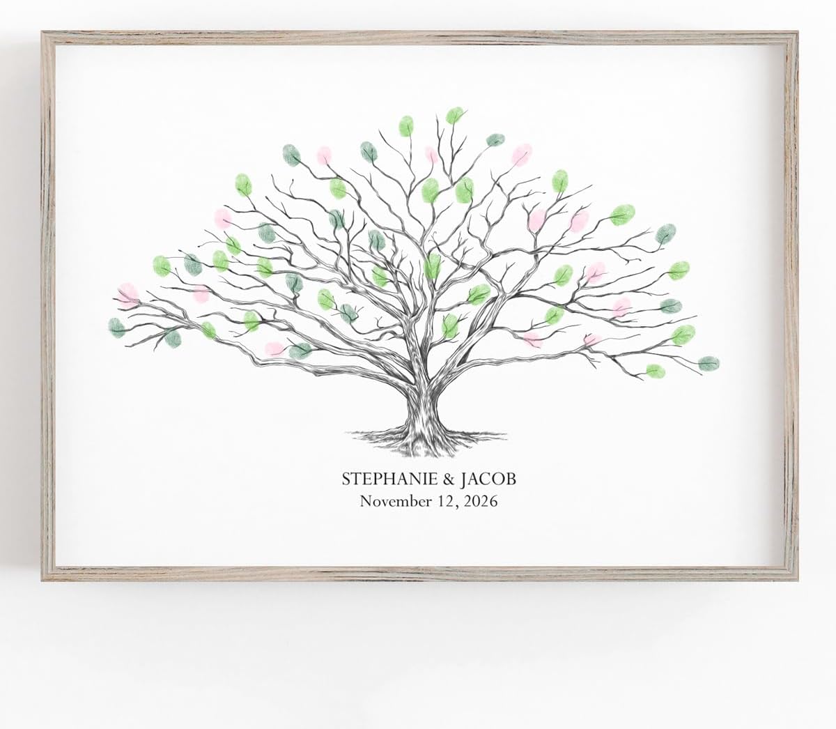Guestbook Tree, Low Oak Thumbprint Alternative Guest Book Wedding, Family Reunions (Guestbook Sizes: 13" x 19" to 24" x 36")