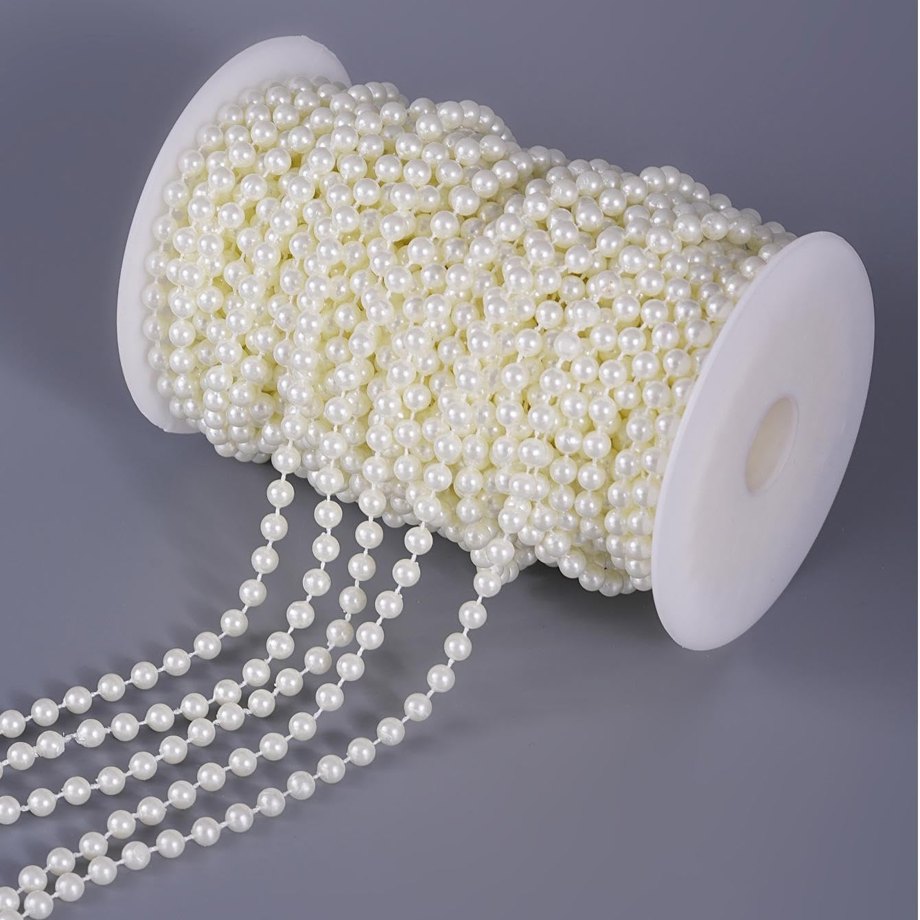 27 Yards/82 Feet Pearl Garland Craft String Pearls, Faux Pearl for Wedding Party Decoration, Christmas Tree Decorations and DIY Crafts (Ivory, 6 mm 82 Feet)