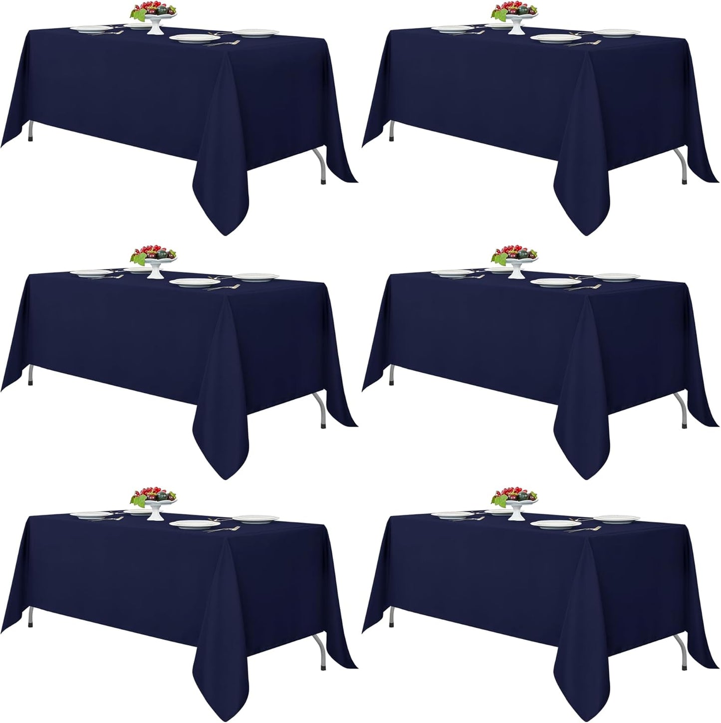 Fitable Navy Rectangle Tablecloths for 6 Foot Tables, 6 Pack - 70 x 108 Inches - Stain Resistant and Washable Table Clothes, Polyester Fabric Table Covers for Wedding, Party, Banquet, Buffect