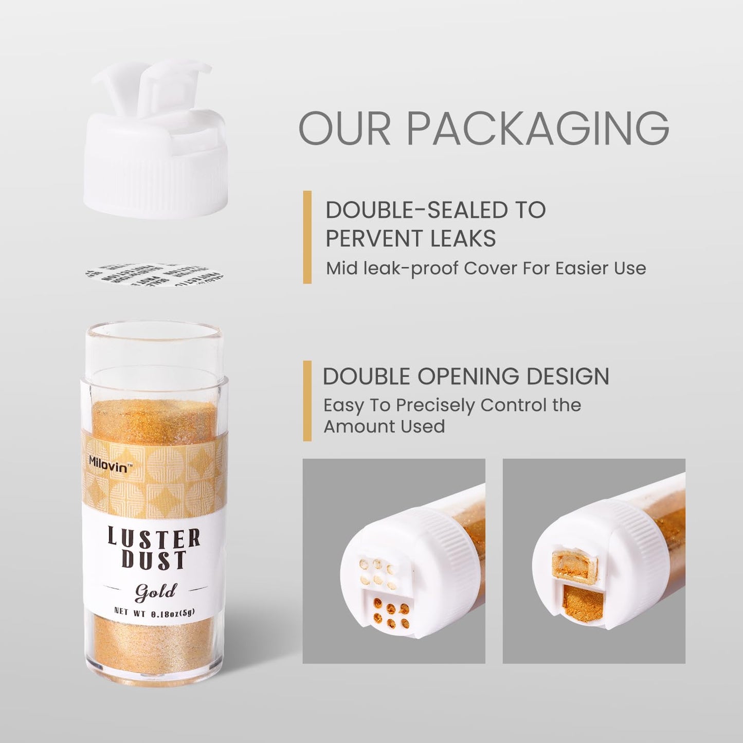 Edible Glitter for Cake Decorating, 4 Colors Luster Dust Edible, Edible Glitter for Cocktails, Baking, Drinks, Cupcakes, Chocolate, Strawberries, and Waffles 5g/bottle(Gold, Rose Gold, Purple, Red)