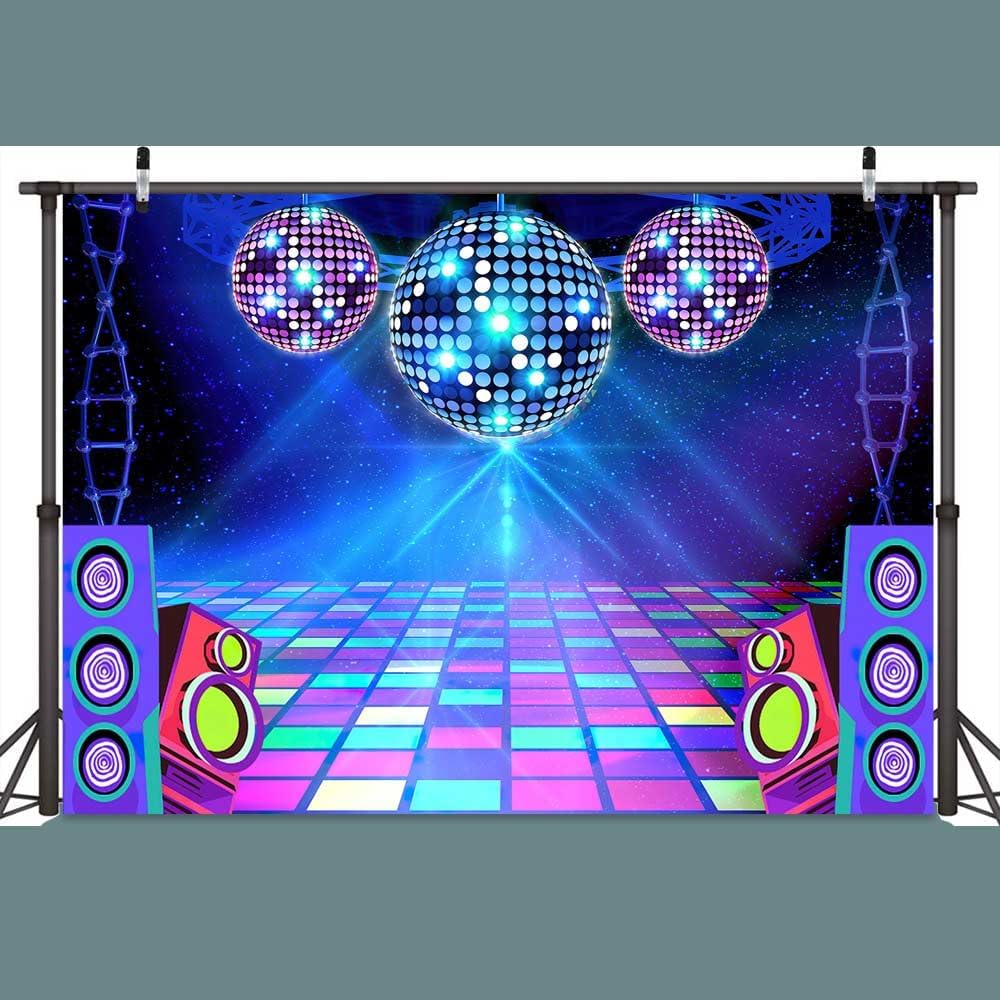 Disco Backdrop 7 x 5 ft Retro Glow Party 70s 80s 90s Theme Stage Dance Background Disco Party Decoration Disco Ball Banner Dance Backdrop for Birthday Party Prom Portrait Photo Props Polyester,Purple
