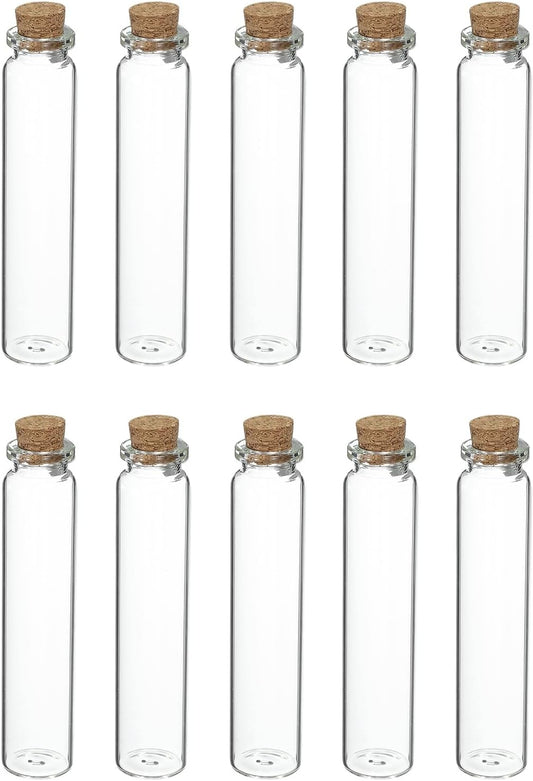 uxcell 10Pcs Mini Glass Bottles with Cork Stoppers, 25ml Small Clear Bottles Glass Empty Jars Vials for DIY Crafts Party Wedding Decor Favors