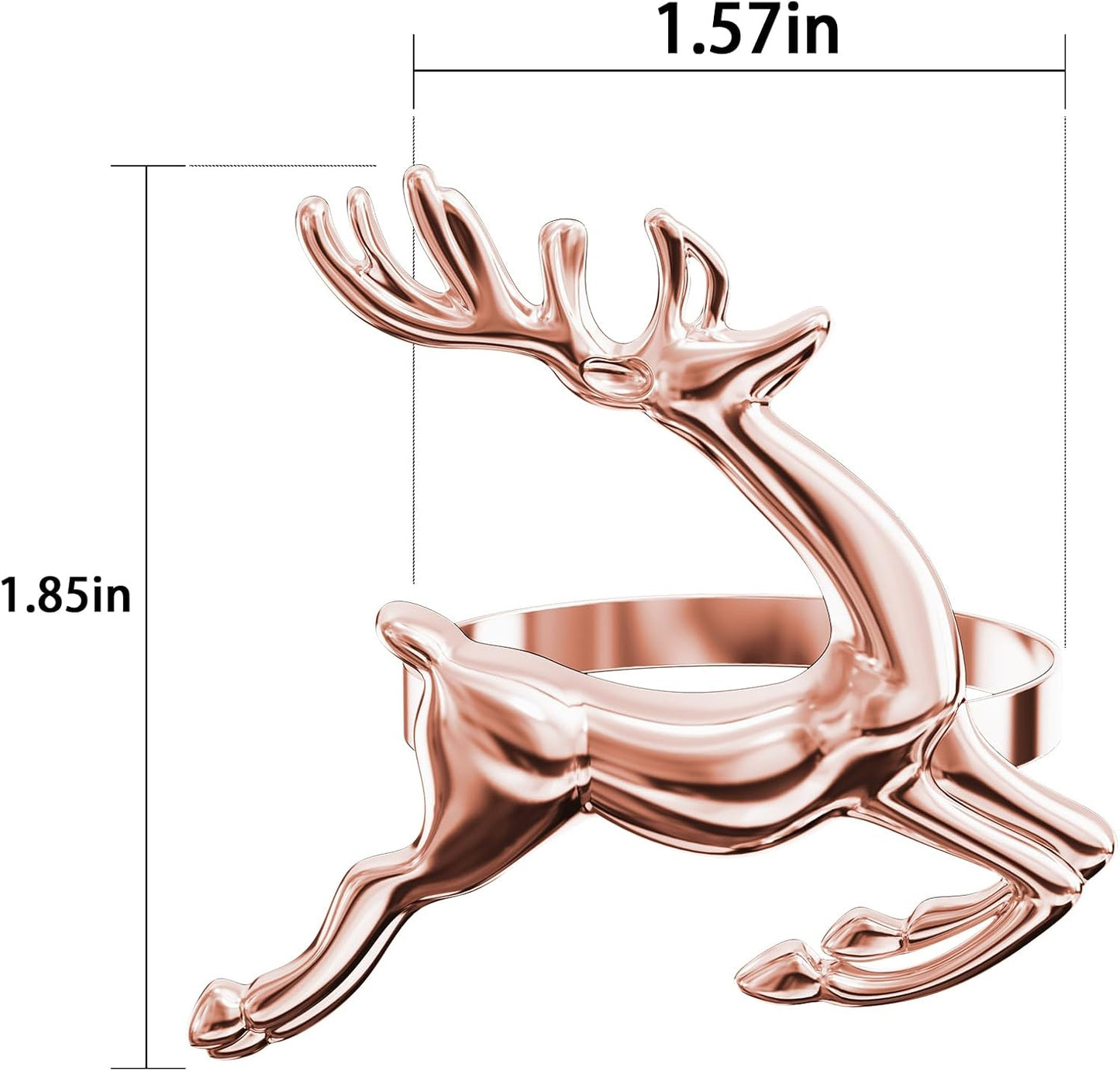 ZeeDix Set of 24 Rose Gold Elk Chic Napkin Rings for Christmas Dinning Table Setting-Wedding Receptions, Christmas, Thanksgiving and Home Kitchen for Casual or Formal