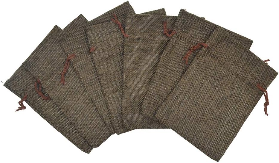 20pcs Burlap Drawstring Gift Bags, 2.7 x 3.5 inch Jute Linen Sacks Jewelry Pouches for Christmas Wedding Party Favors Candies DIY Crafts (Coffee)