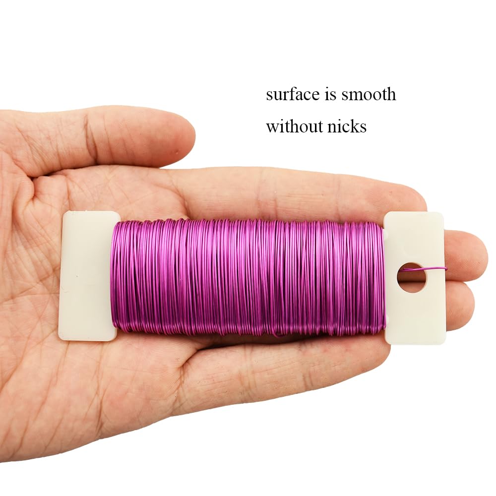 HAHIYO 26Gauge Pink Metal Floral Wire - 1 Roll, 38 Yards (115 Feet) - Flexible Paddle Wire for Craft, Christmas Wreath, Flower Arrangement, Bouquet Wrapping, Wedding, DIY