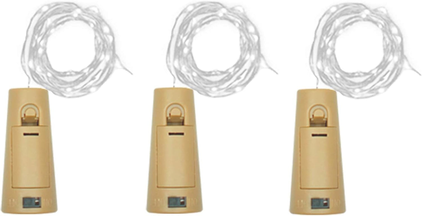 Wine Bottle Lights with Cork, Battery Operated 20 LED Cork Shape Silver Wire Colorful Fairy Mini String Lights(No Bottles) for DIY, Party, Decor, Christmas, Halloween,Wedding (3, Cool White)