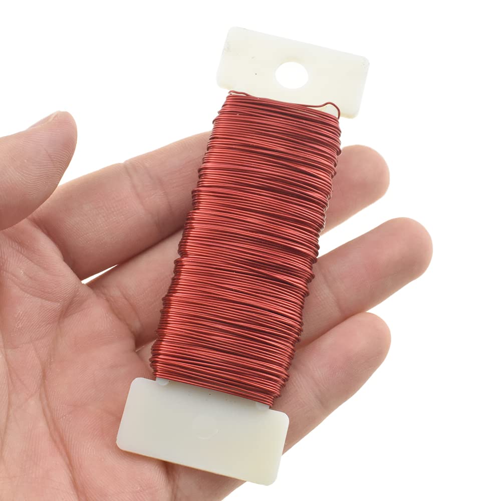HAHIYO 26Gauge Red 1Roll Total 38Yards(115Feet) Metal Floral Wire Flexible Paddle Wire for Crafts Christmas Wreaths Tree Flower Arrangement Bouquet Wrapping Wedding DIY