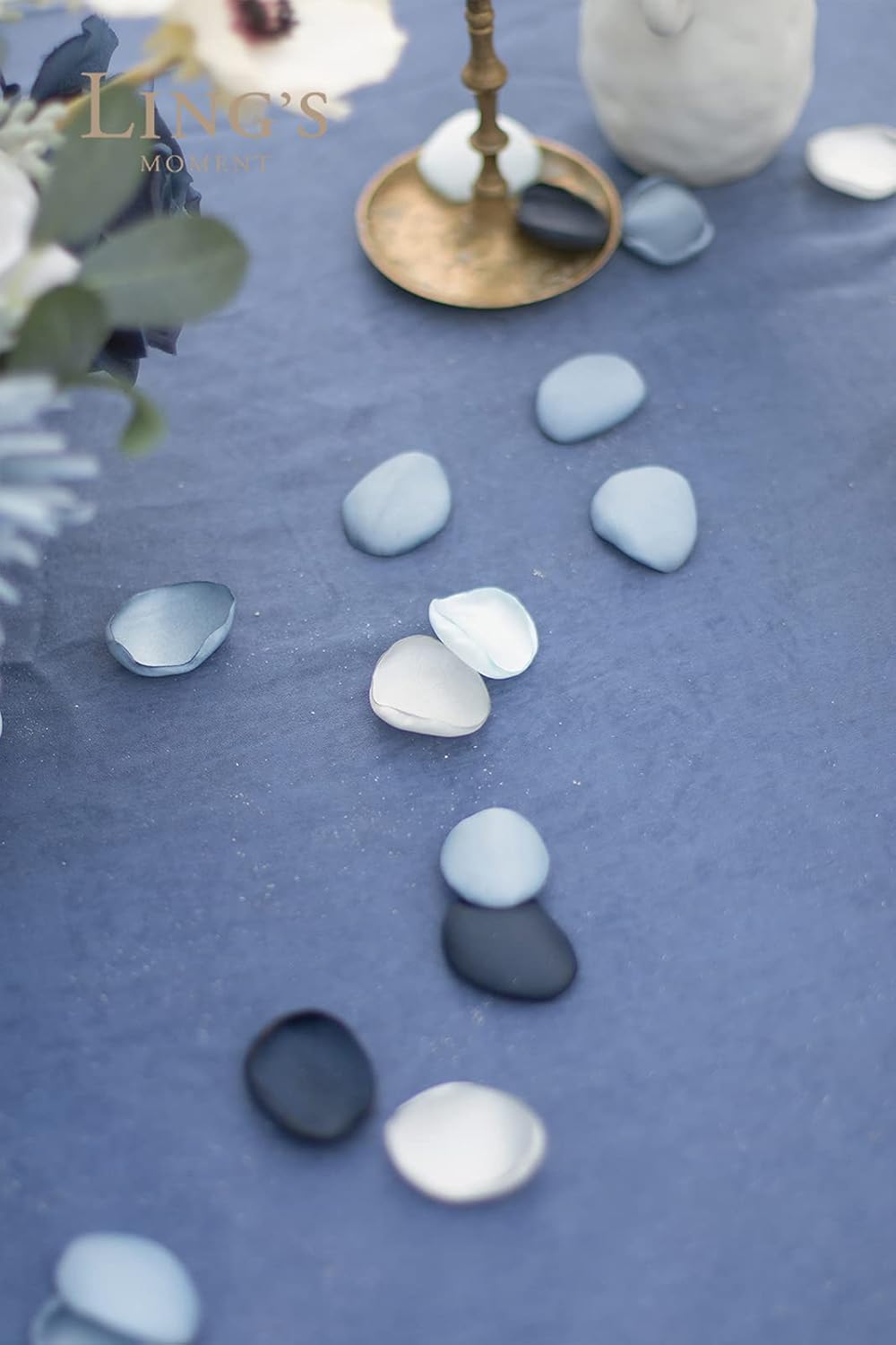 Ling's moment Rose Petals, Silk Flower Petals for Wedding/Aisle/Flower Girl Baskets/Table Centerpiece Décor,etc.Dusty Blue Navy 400pcs