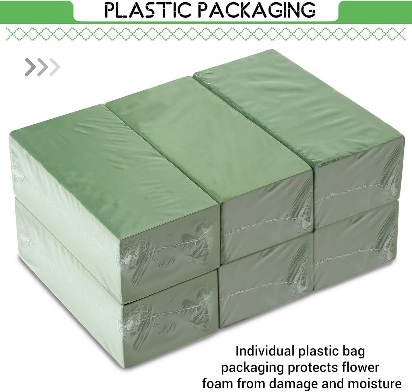6 Pcs Floral Foam Blocks for Flower Arrangement (Larger Size 9” Lx4.3” Wx3” H) Wet and Dry Green Floral Foam for Wedding, Birthdays, Home Decorations