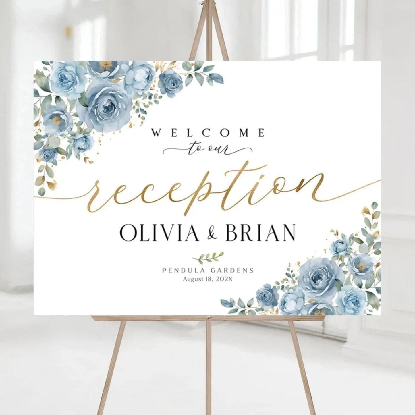 Welcome Wedding Signs, Modern Dusty Blue Wedding Sign Decorations Signage 12" X 18" (Small), 27" (Medium), 36" (Large), Plastic, Modern, Pole Mount, Weather