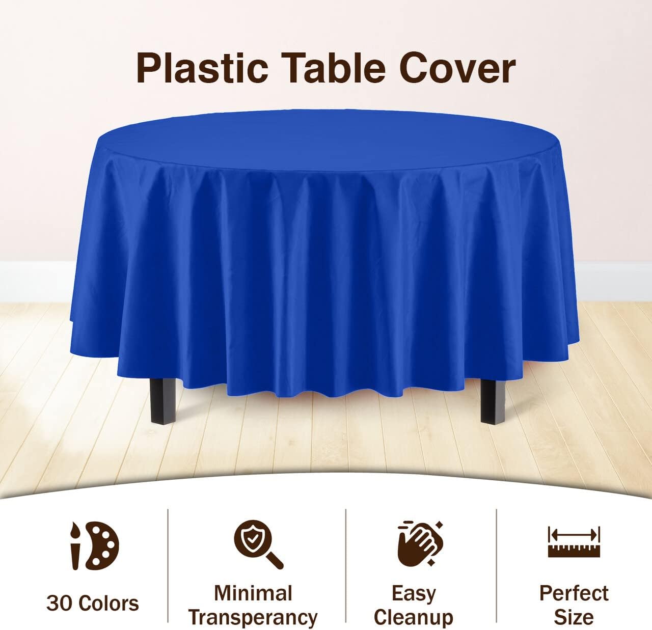 Exquisite 12-Pack Premium Plastic 84-Inch Round Tablecloth - Dark Blue