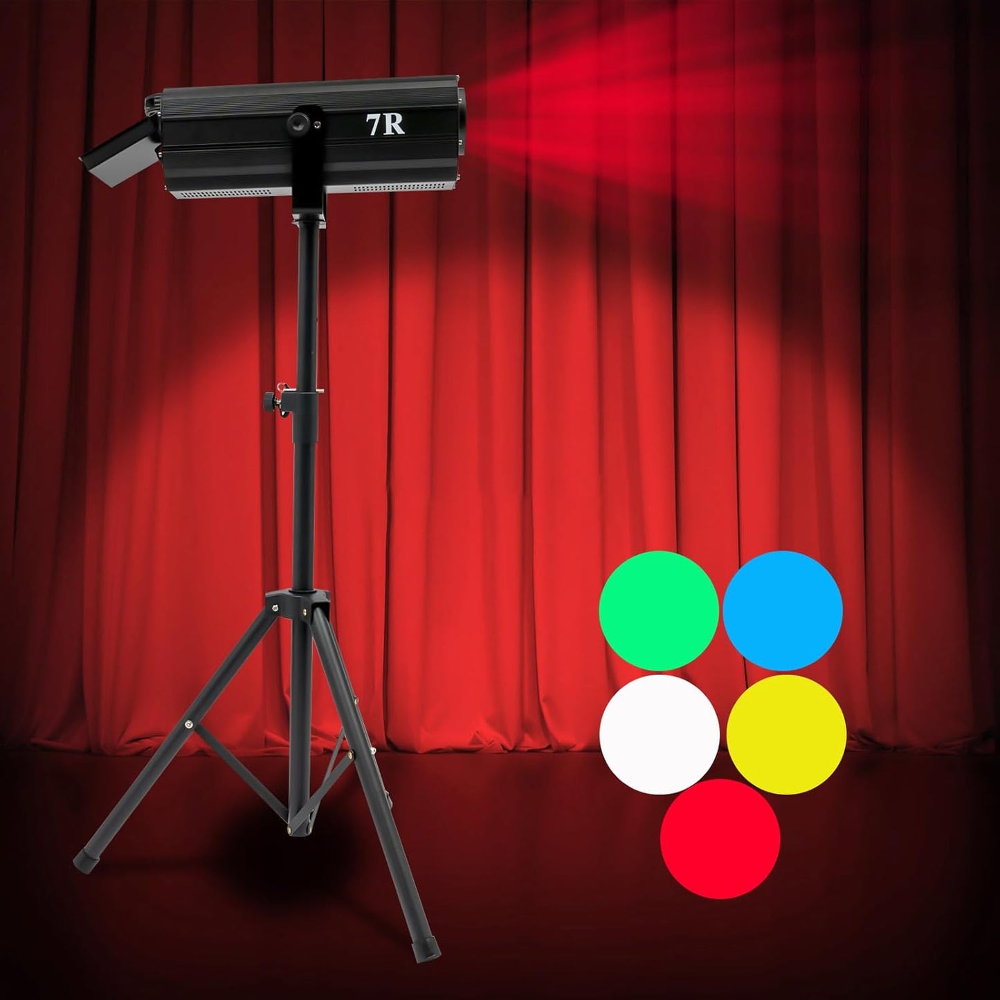 Follow Spotlight for Stage, 230W LED Spot Light DJ Lighting with Control Panel & Adjustable Stand, Spotlight Disco Ball Light for Party Theater Wedding Show, 5 Colors, 164.04ft