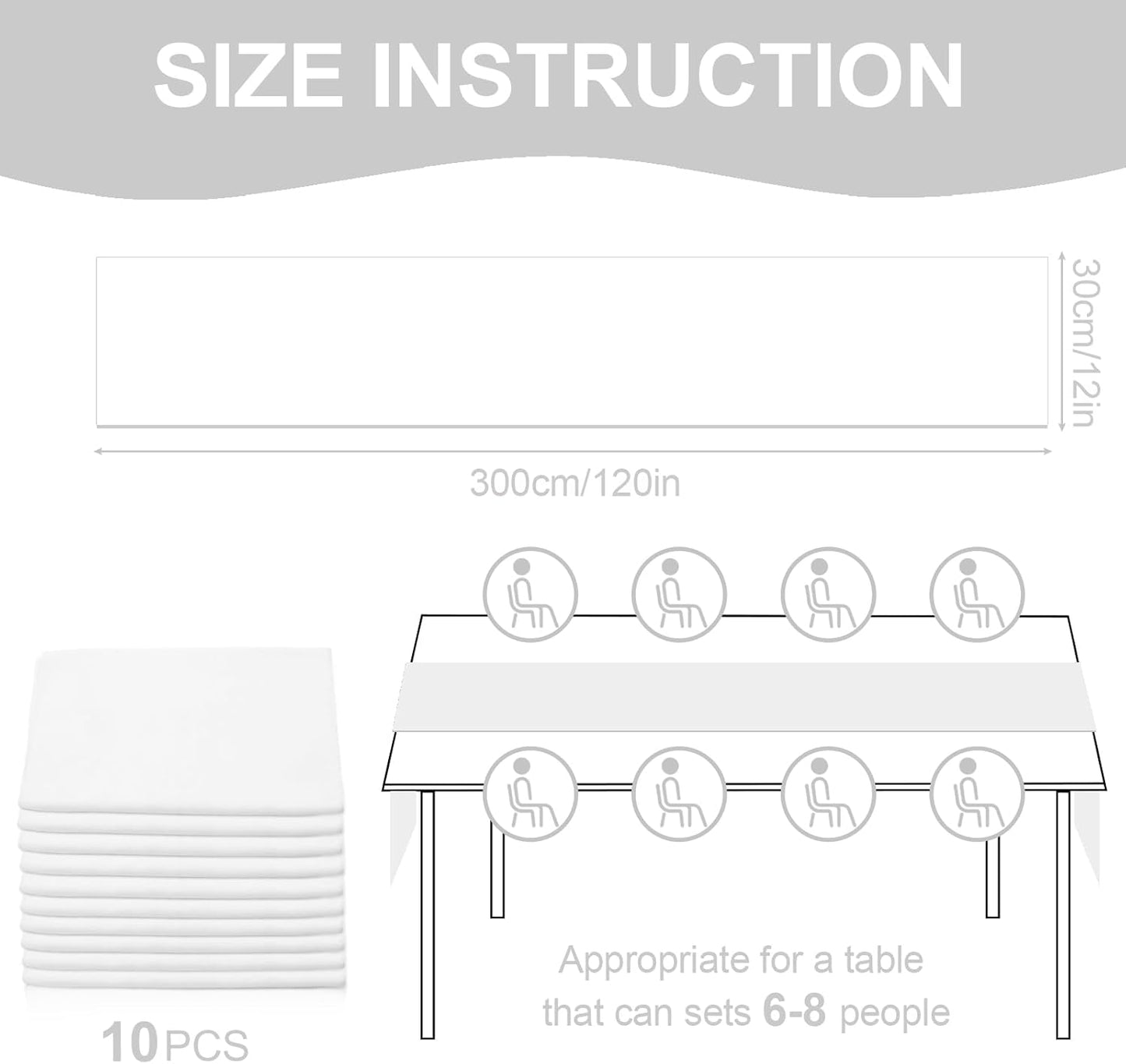 10 Pack 10ft Pure White Chiffon Table Runners Wedding Table Runner Sheer Romantic Tulle Table Runner for Christmas Wedding Bridal Tea Party Baby Shower Birthday Party Table Decorations(120 x 12 in)