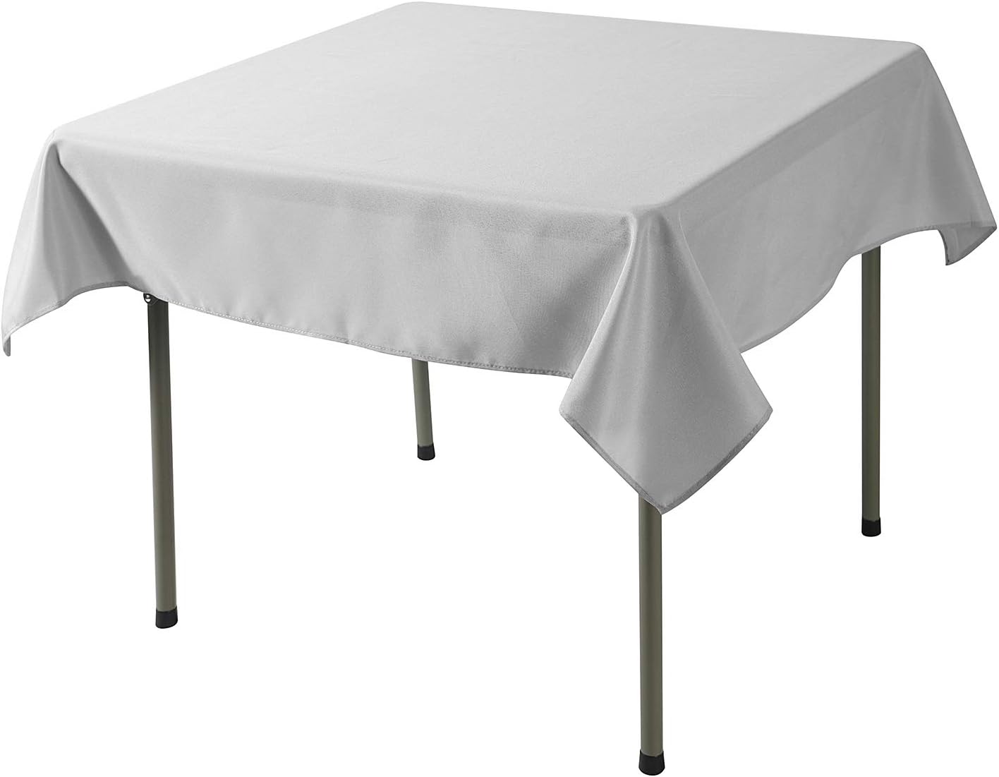 Cupuamon Square Tablecloth 52x52 inch Washable Polyester Fabric Table Cloth for Wedding Party Dining Banquet Decoration（52x52,Silver）