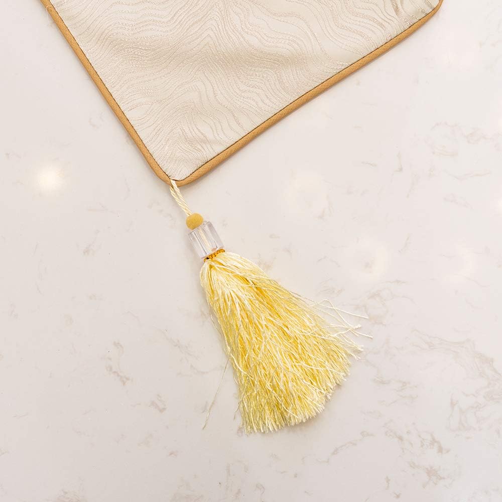 Avigers 12 x 78 Inch Decorative Luxury Abstract Striped Beige Table Runners with Tassels for Home Living Room Bedroom Art Decor Wedding