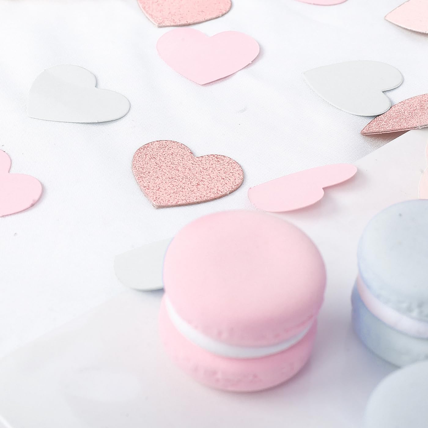 Rose-Gold Pink White Party Decorations – 300Pcs Paper Heart Confetti Birthday Decorations Valentines Day Decorations Baby Girl Shower Women Bridal Wedding Engagement Bachelorette HongTongTong