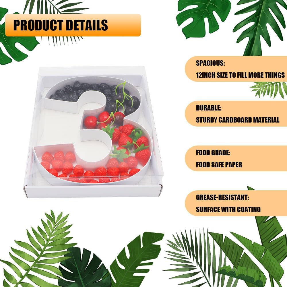 12" Fillable Cardboard Number Charcuterie Gift Cupcake Box With Cover Sweets Packaging (3)