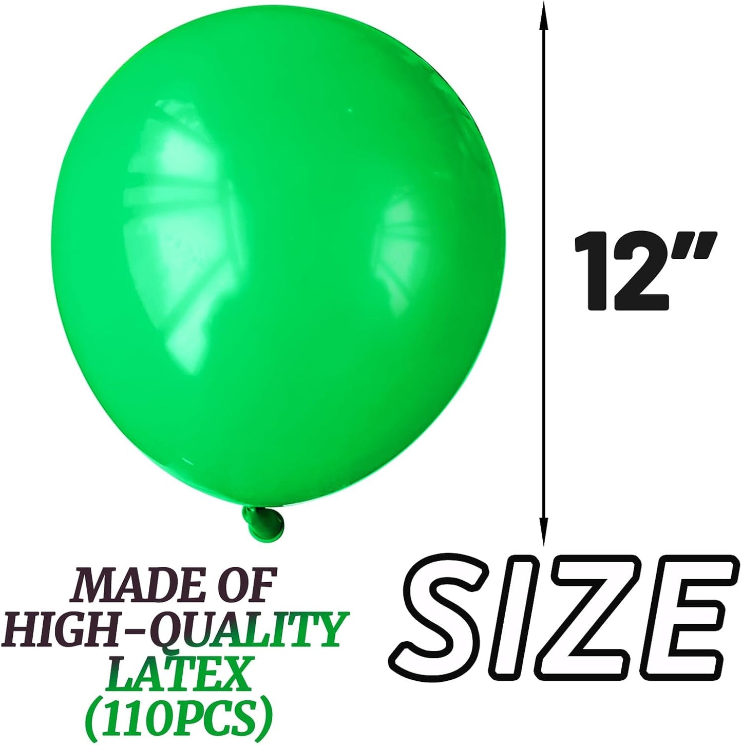 110Pcs Dark Green Balloons Latex Party Balloons 12 inch Round Helium Balloons for Dark Green Themed Christmas Green Balloon (with 2 Ribbons).