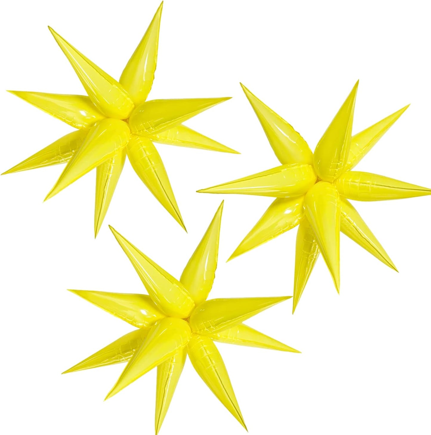3pcs 26inch macaron yellow Star foil balloons.macaron yellow Explosion Star burst star balloon-Spike cone balloon for birthday party decorations,wedding,Bachelor party