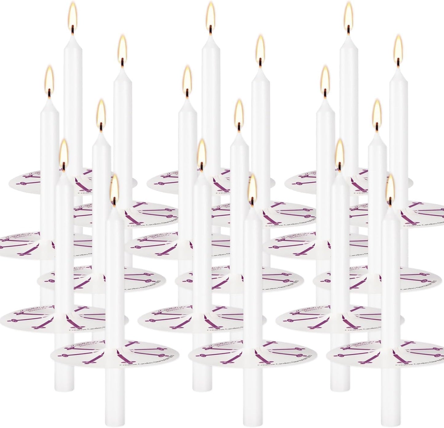 200 pcs Church Candles with Drip Protectors for Devotional Candlelight Vigil Service, Unscented White 5" H X 1/2" D, No Smoke, Shabbat, Praye