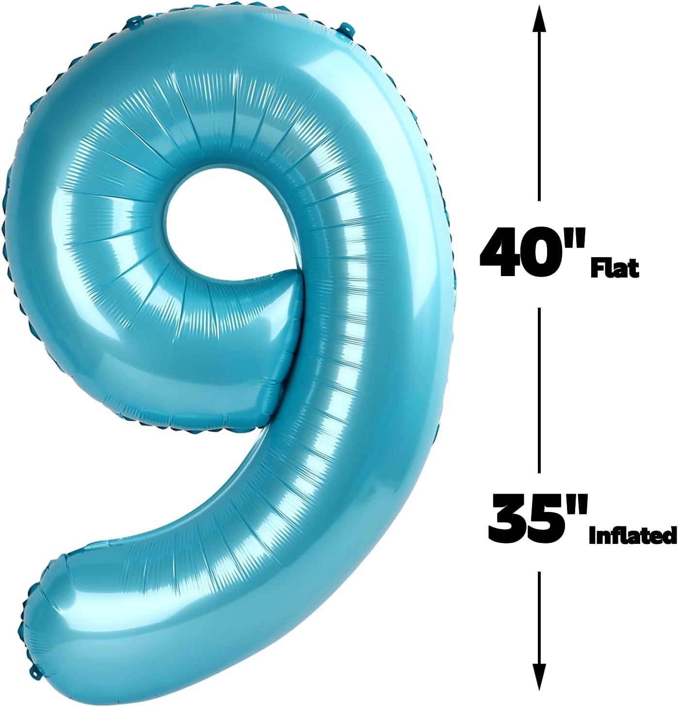 40 Inch Big Pearl Blue 9 Balloon Number, Jumbo Giant Happy 9th 19 29 39 49 99 Birthday Party Decorations, Large Nine Mylar Foil Anniversary Birthday Party Engagement Decorations