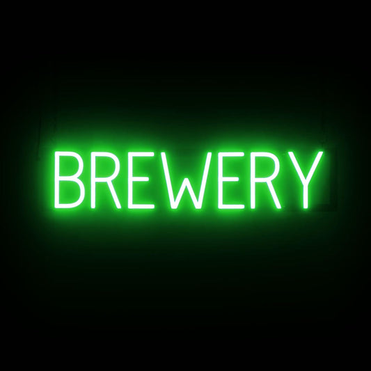 SpellBrite BREWERY Sign | Beer-Related Sign with Neon Look, Green LED Light Source | 29.1" x 6.3"