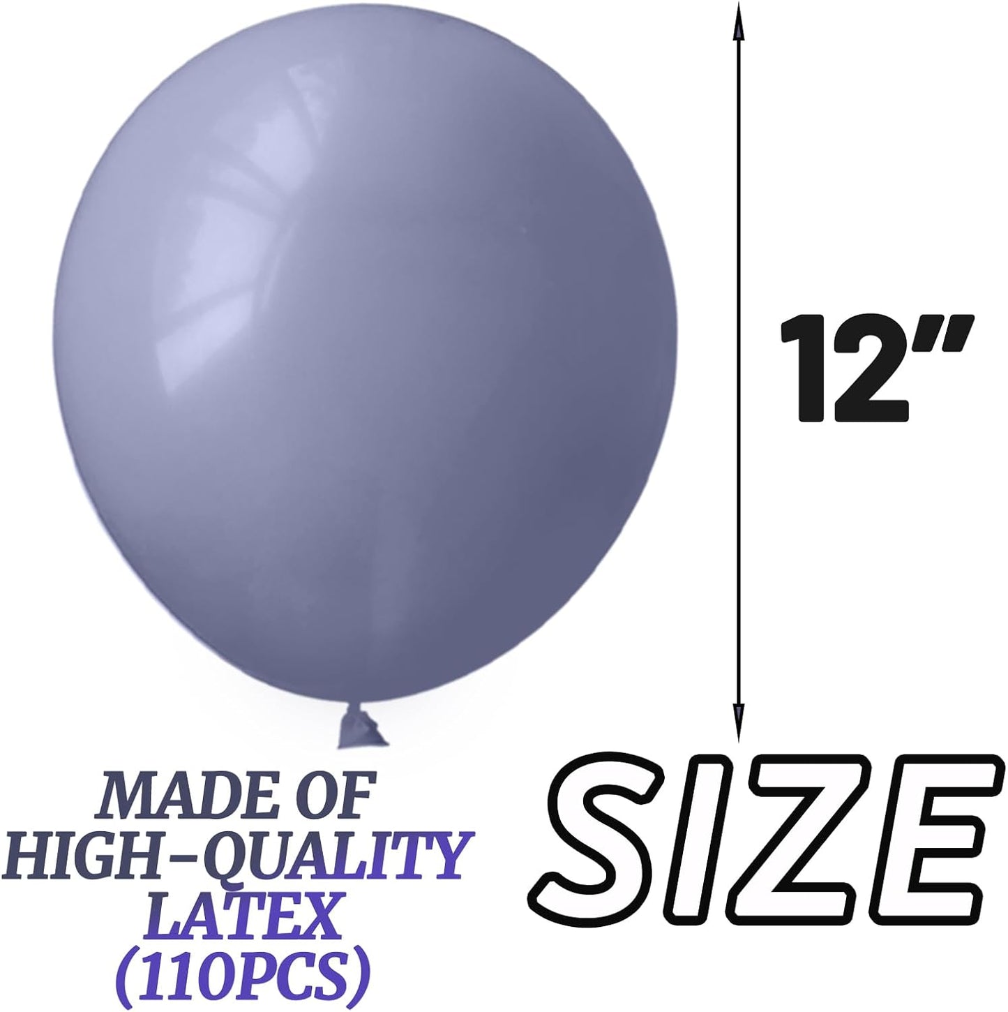 110pcs Dusty Blue Balloon 12 Inch, Blue Latex Balloons for Birthday Party Baby Shower Wedding(with 2 Ribbons).