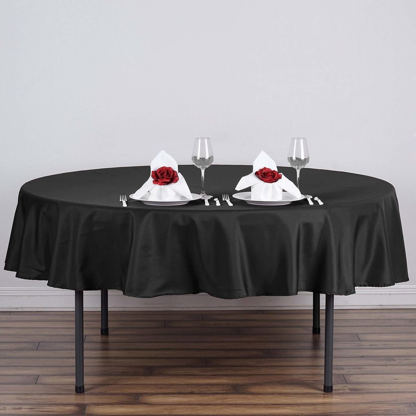 Efavormart Round Tablecloth, 90 Inch Stain & Wrinkle Resistant Washable Table Cloth, Decorative Polyester Fabric Table Cover for Banquet, Wedding, Dining- Black