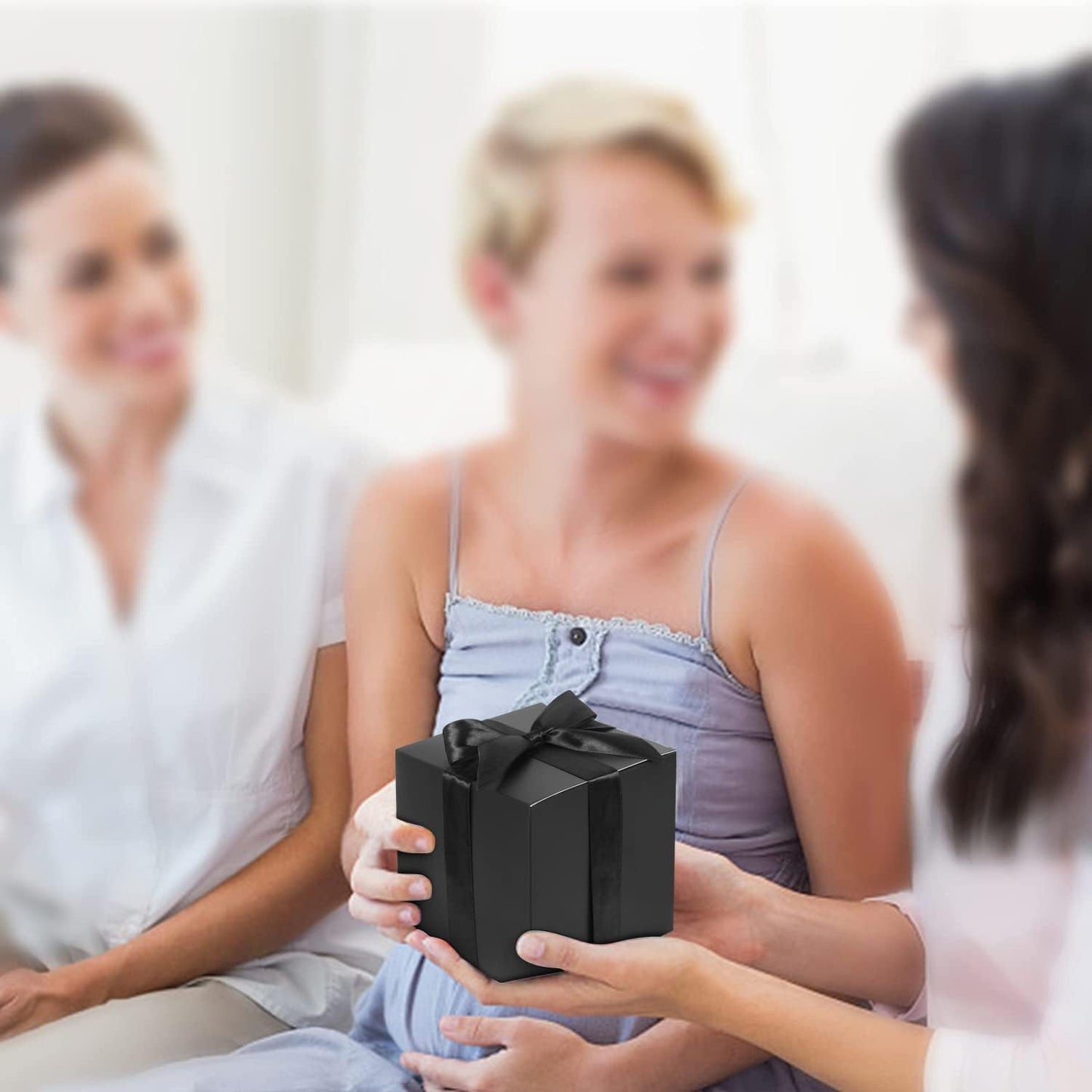 COTOPHER Small Gift Boxes 25 Pack 5x5x5 inches Black Gift Boxes with Lids for Gifts, Crafting, Wedding Party Favor, Cupcake Boxes, Candy, Bridesmaids Proposal Box with Ribbons and Stickers