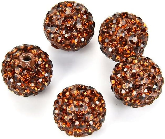 100pcs Adabele Grade A Suncatcher Crystal Rhinestone Pave Loose Beads 12mm Smoked Topaz Yellow Polymer Clay Disco Ball Spacers Compatible with Shamballa All Craft Jewelry Making DB12-51