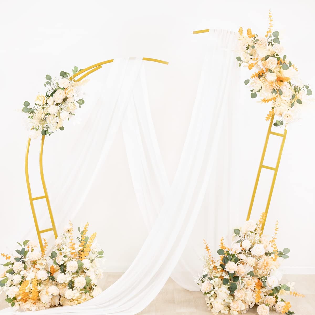 Socomi Wedding Arch Draping Fabric 1 Panel 29" x 19Ft Ivory Sheer Chiffon Curtain Drapes 6 Yards for Wedding Ceremony Birthday Party Decoration