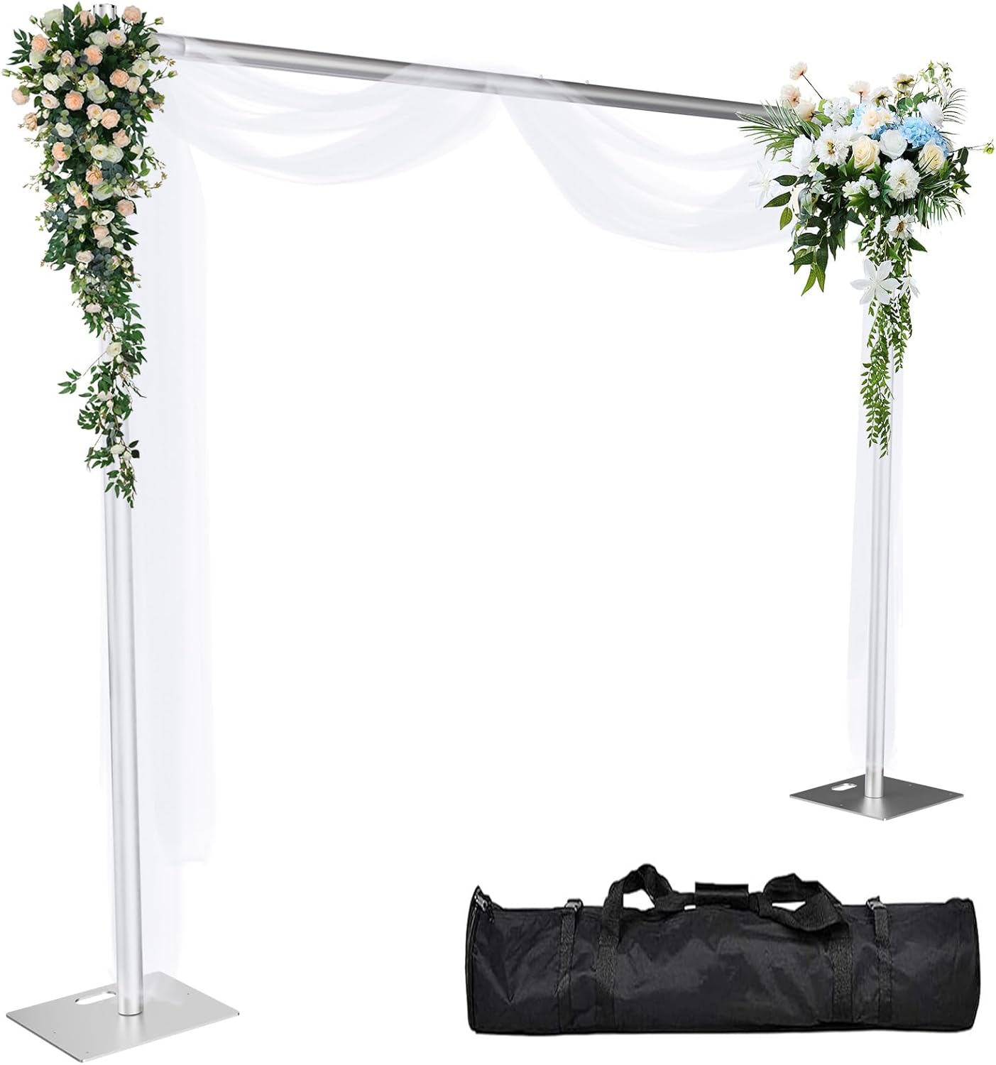 Pipe and Drape Backdrop Stand 10ftx10ft Adjustable Background Support System Heavy Duty Background Stand for Wedding Banquet Decorations Silvery