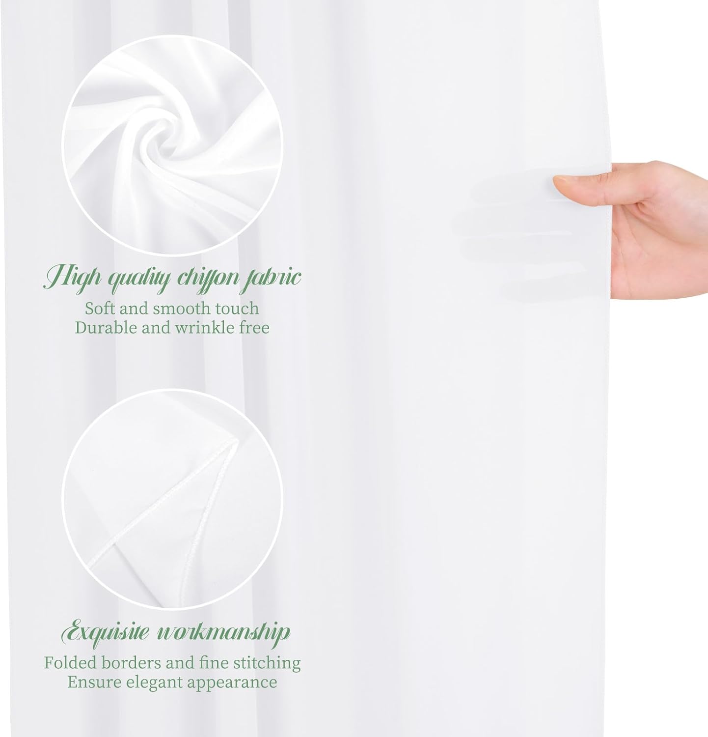 4 Panels White Polyester Wedding Arch Draping Fabric, 28x20 feet Each, Sheer Chiffon Curtain Arbor Drapery Ceiling Drapes for Party Decor