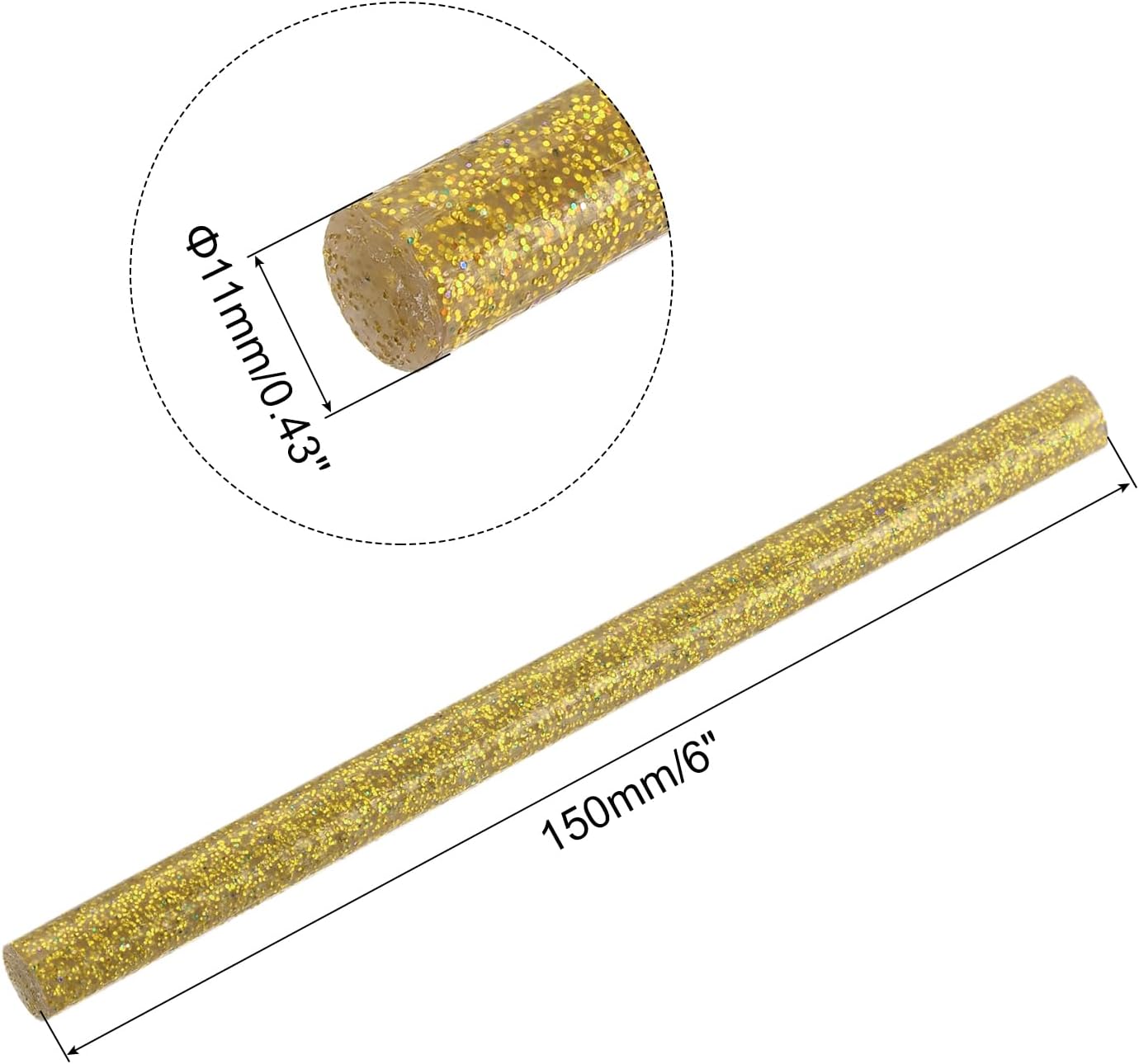 uxcell 20pcs Hot Glue Sticks for Glue Gun 11mm/0.43-inch x 6-inch Mini Hot Melt Adhesive Glue Stick Glitter Gold