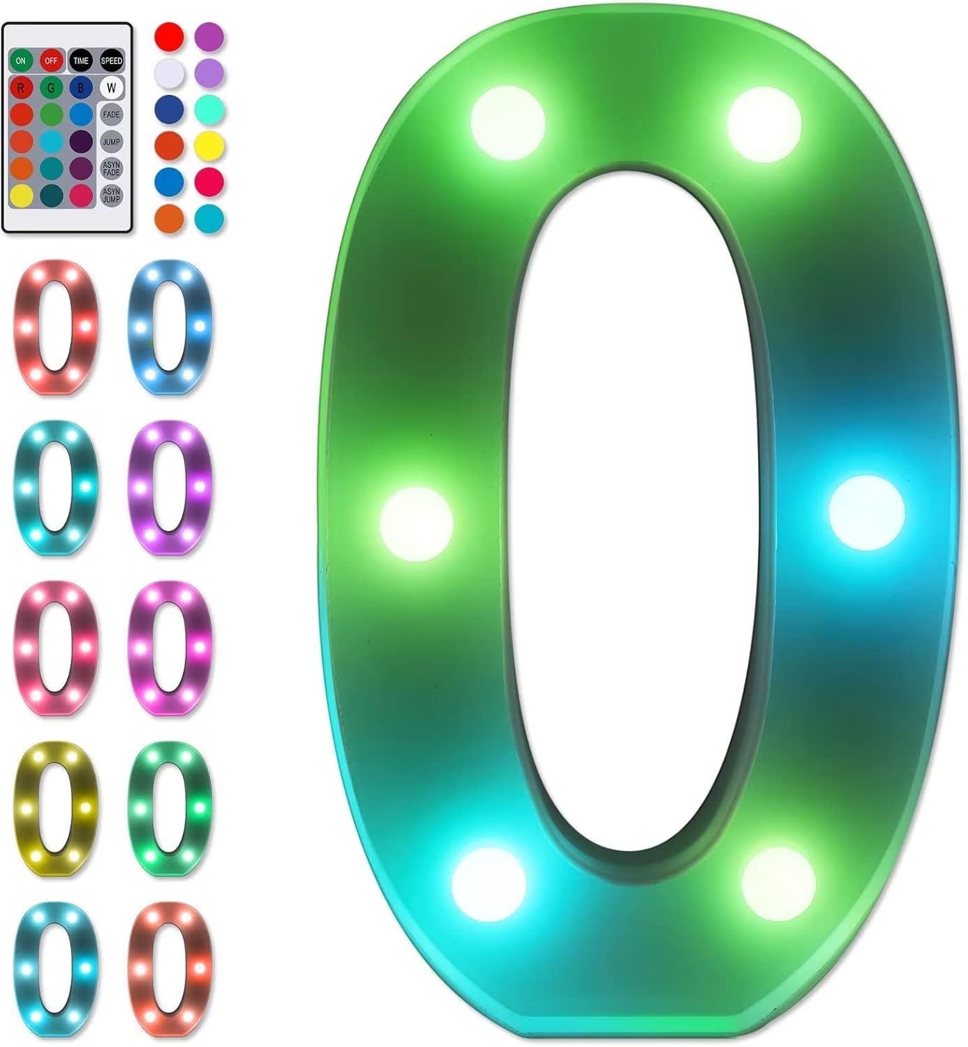 Foaky Colorful LED Number Lights with Remote,Marquee Light Up Number Sign for Night Light Wedding/Birthday Party Battery Powered Christmas Lamp Home Bar Decoration (0)