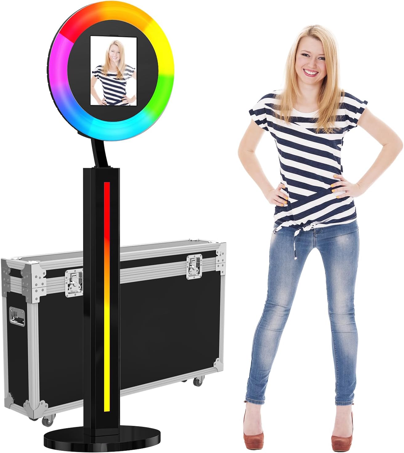 HARZHI Portable Photo Booth Compatible with Ipad 12.9in 10.9in 10.2in,for Ipad Photo Booth Shell Stand Stand Provide Chacktok PhotoBooth Software for Party and Wedding, Flight Case