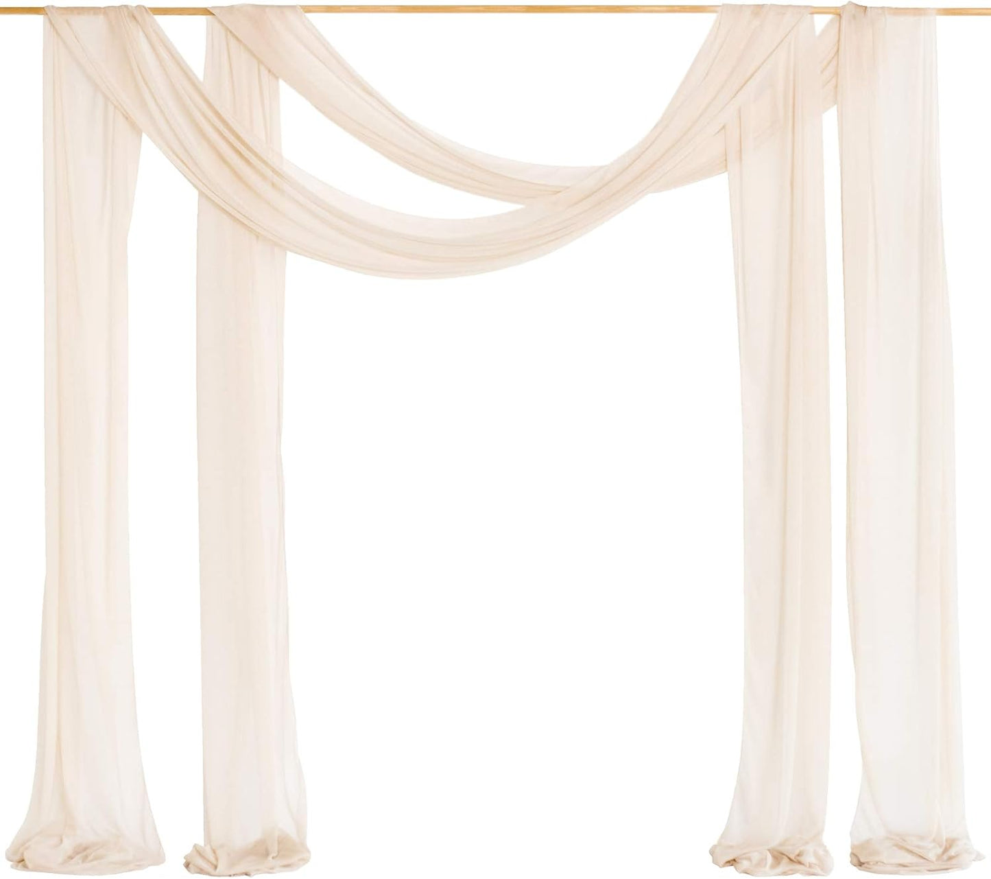 Ling's Moment Wedding Arch Draping Fabric 2 Panels 32Ft x 30" Wrinkle-Free Wedding Arch Drapes Chiffon Fabric Beige Curtain Wedding Ceremony Reception Backdrop Background Party Home Garden Decorations