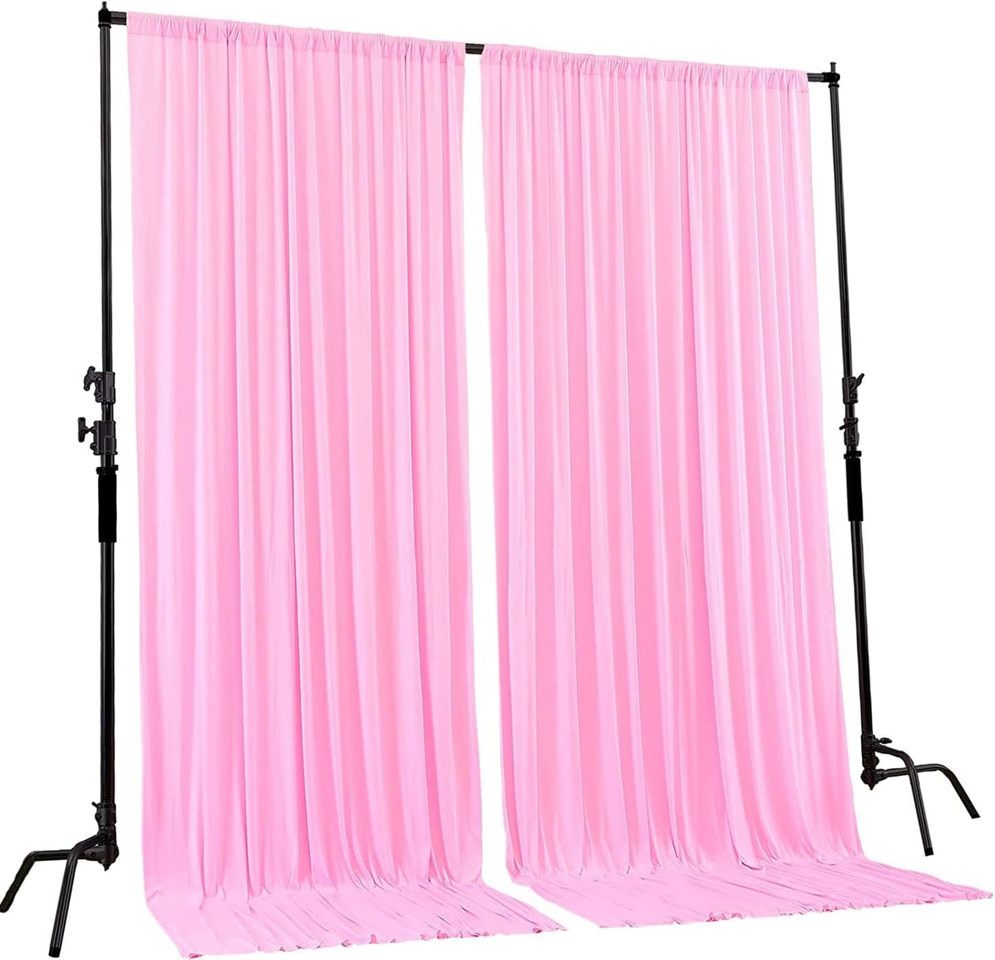 AK TRADING CO. 10 feet Wide x 12 feet Long IFR Polyester Backdrop Drapes Curtains Panels with Rod Pockets - Wedding Ceremony Party Home Window Decorations - (Pink)