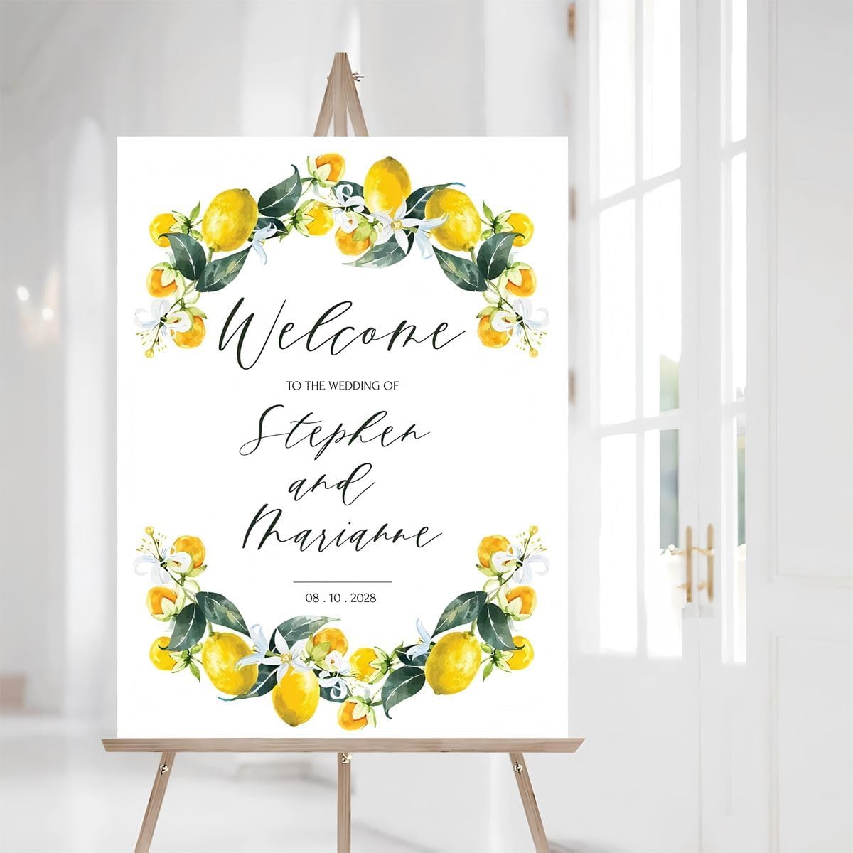 Wedding Welcome Sign Lemon Citrus, Yellow Lemon To The Wedding Of Sign