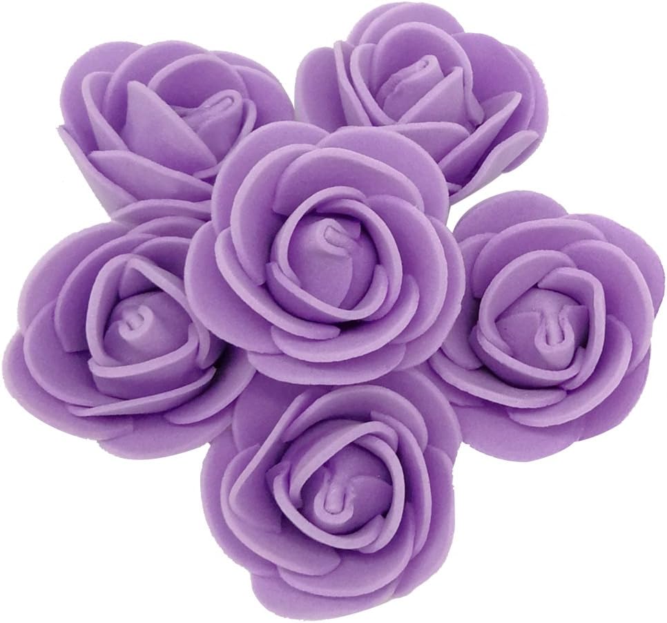 Artificial Flowers 100PCS 3CM Mini Fake Roses for DIY Wedding Bouquets Centerpieces Party Baby Shower Home Decorations (Lavender)