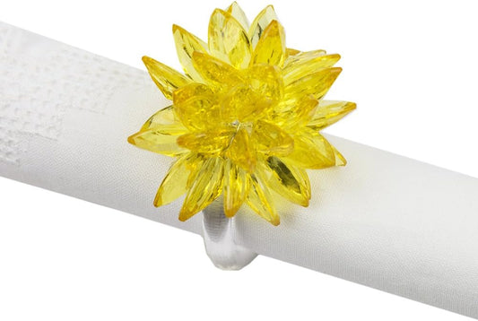 Fennco Styles Crystal Design Collection Napkin Rings - Set of 4 (Yellow, 2"x2")